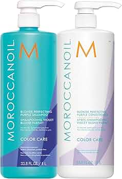 Moroccanoil Blonde Perfecting Purple Shampoo & Conditioner Liter Bundle